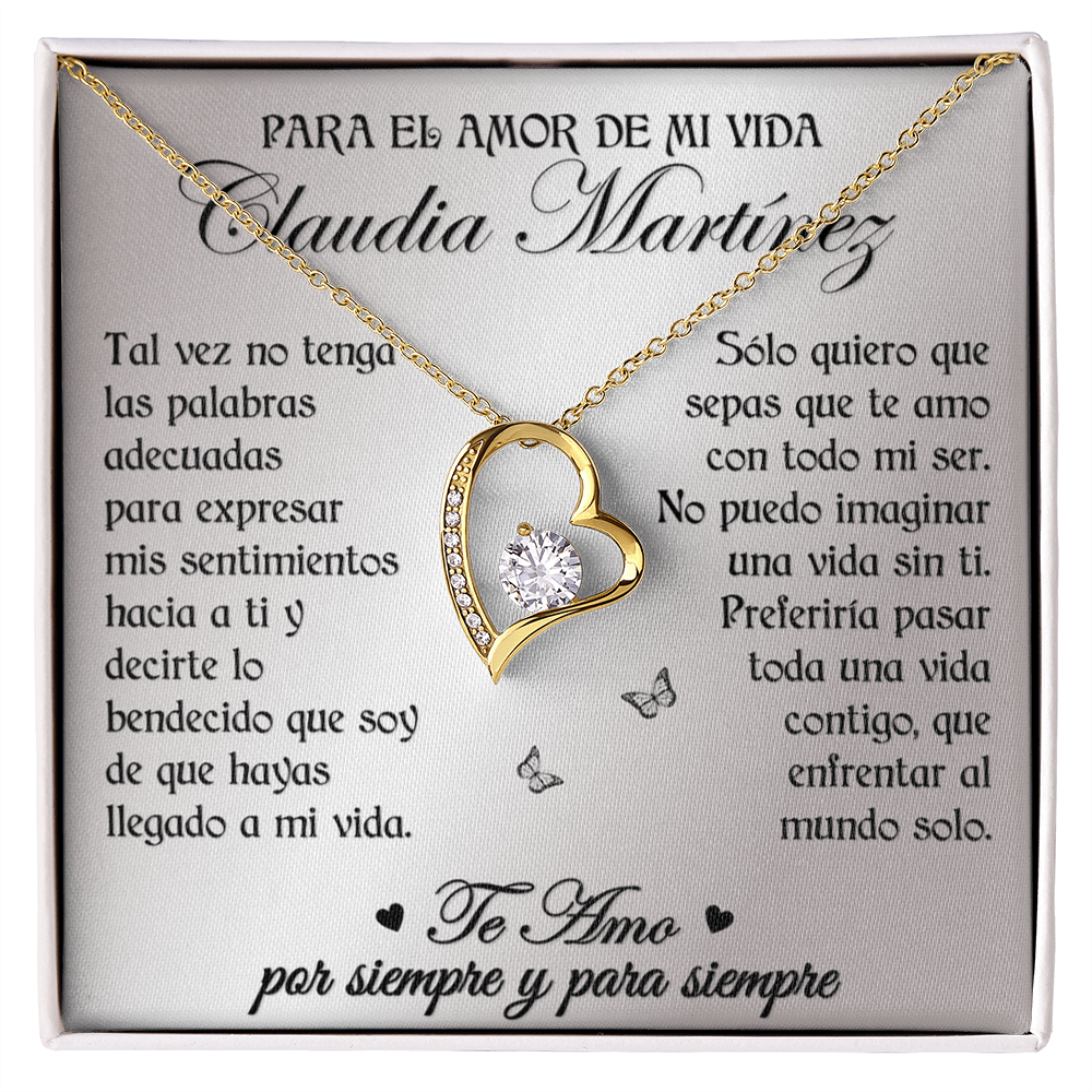 Collar Forever Love: "No puedo imaginar una vida sin ti" (Acabado en Oro de 14q-18q)