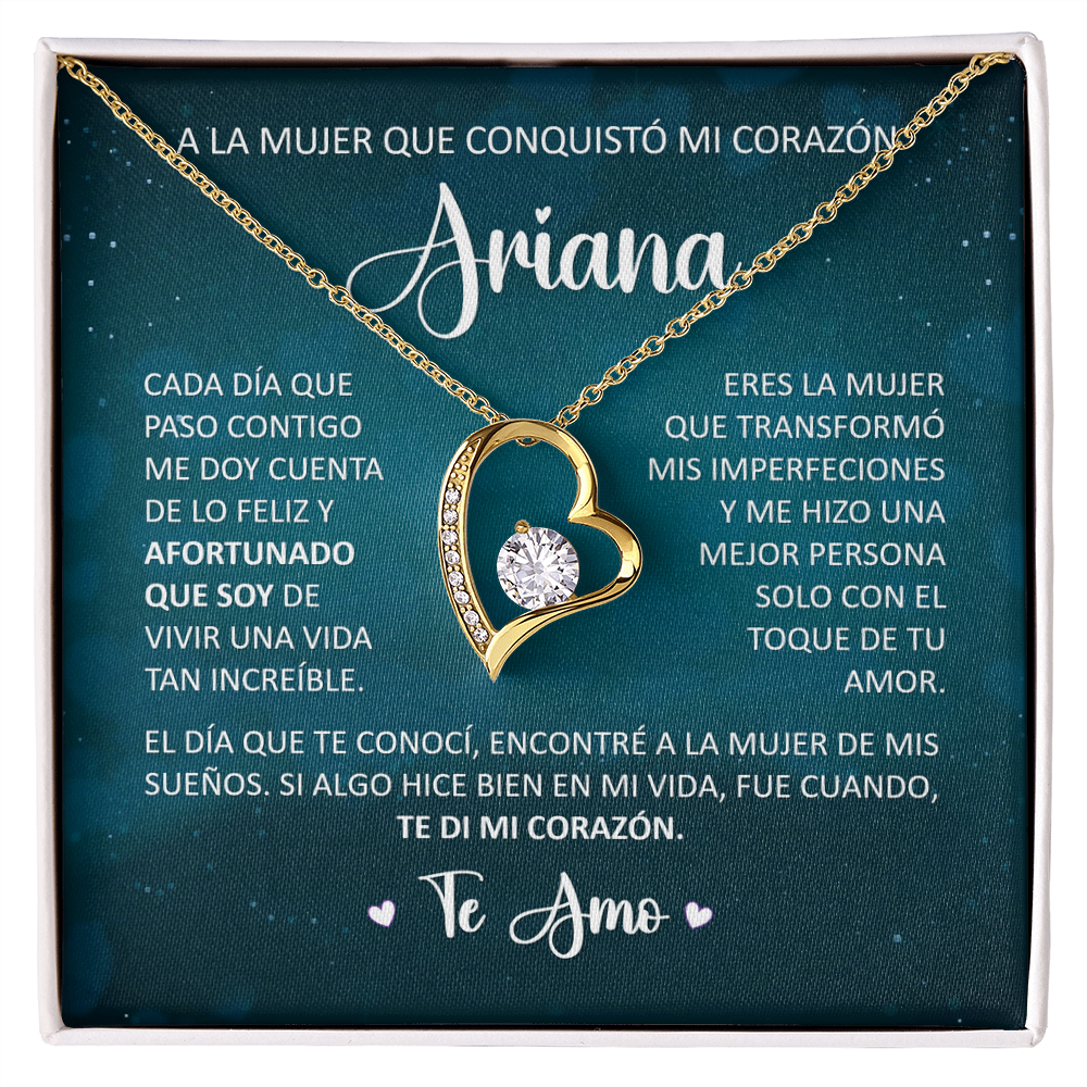 Collar Forever Love: "A La Mujer Que Conquistó Mi Corazón" ( Acabado Oro 14Q - 18Q )