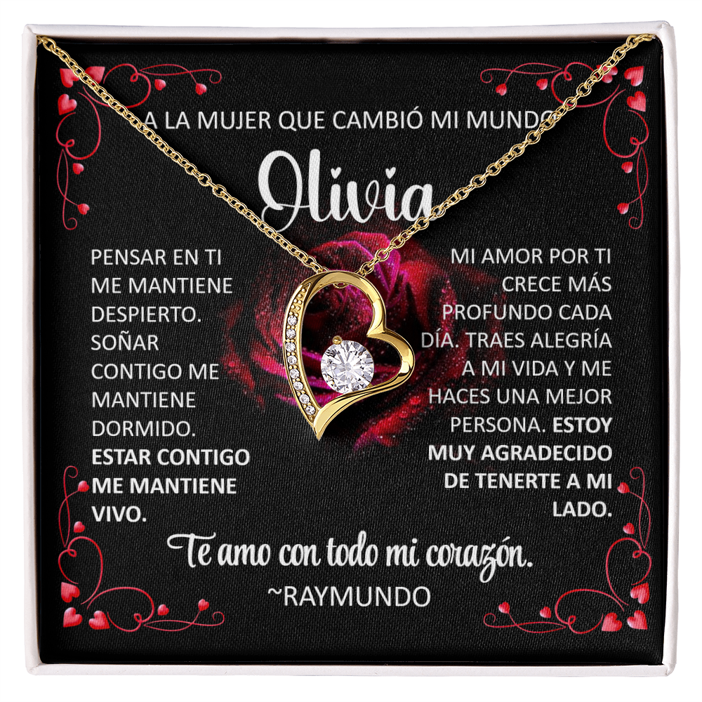 Collar Forever Love: A La Mujer Que Cambió Mi Mundo (Acabado Oro 14Q -18Q)