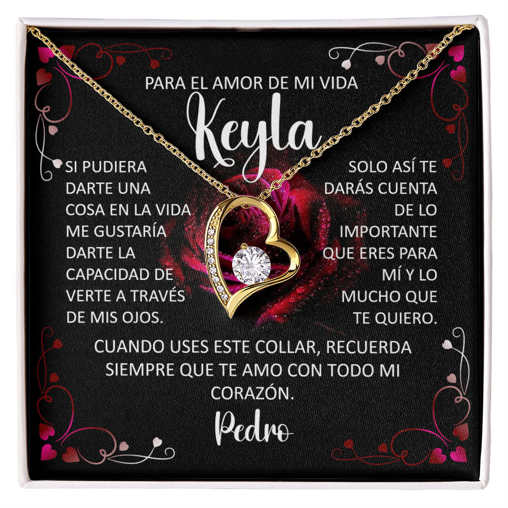 Collar Forever Love Personalizado: "Recuerda Siempre Que Te Amo" (Acabado en Oro de 14Q - 18K)