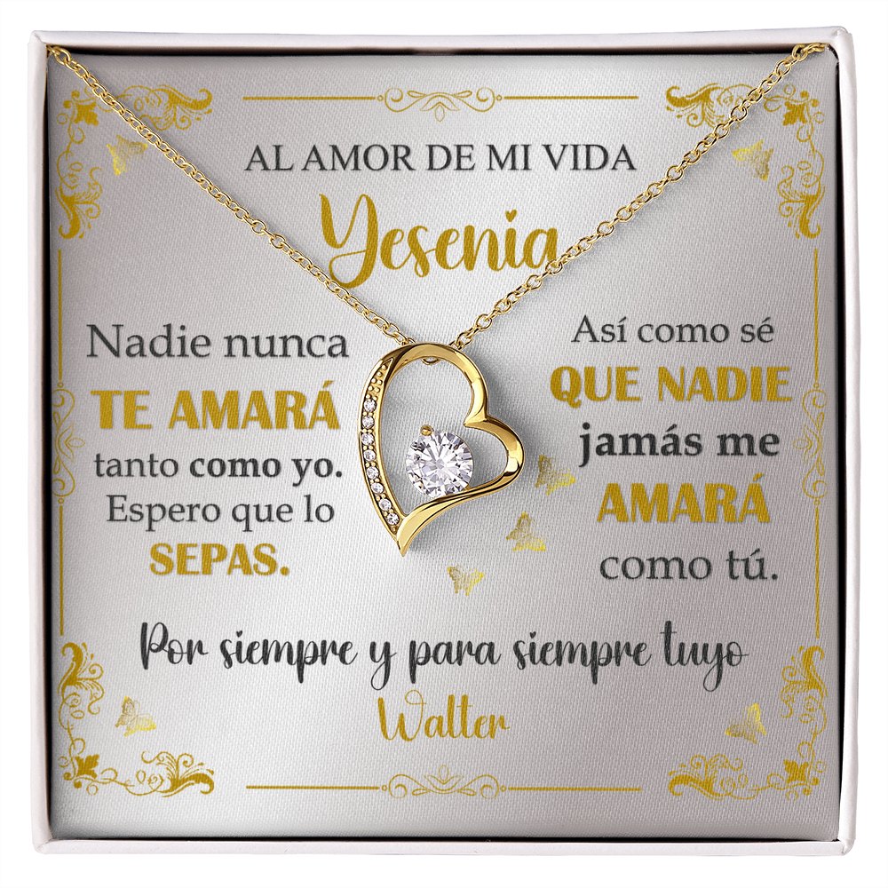 Collar Mikora Forever Love: "Nadie nunca te amará tanto como yo" (Acabado en Oro de 14q-18q)