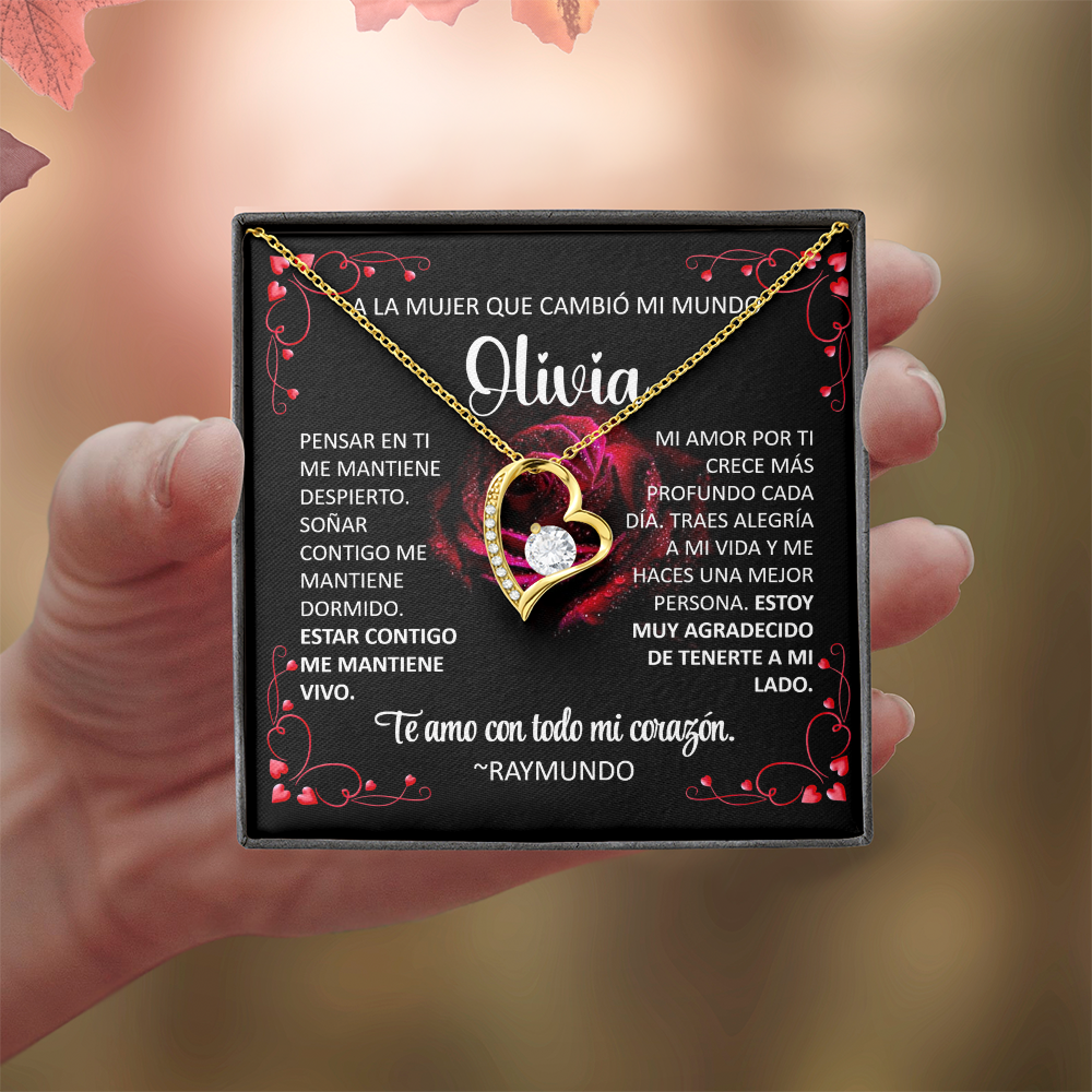 Collar Forever Love: A La Mujer Que Cambió Mi Mundo (Acabado Oro 14Q -18Q)