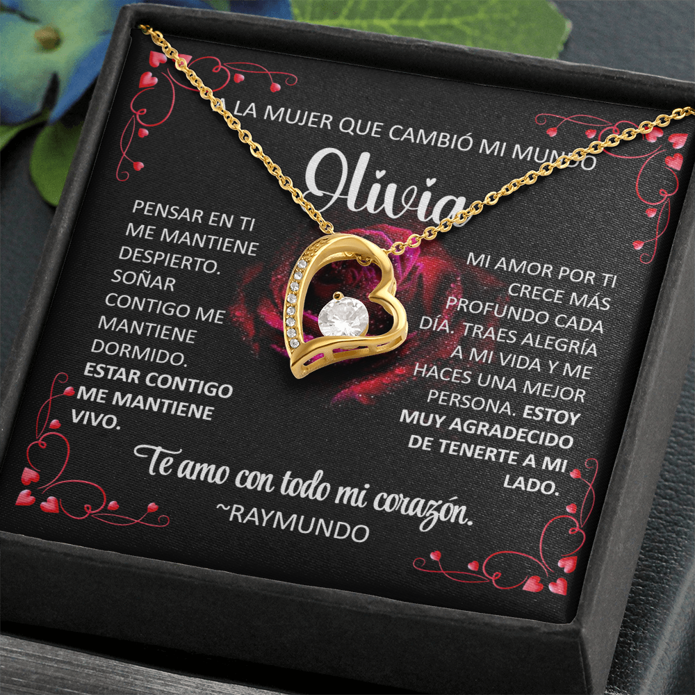 Collar Forever Love: A La Mujer Que Cambió Mi Mundo (Acabado Oro 14Q -18Q)
