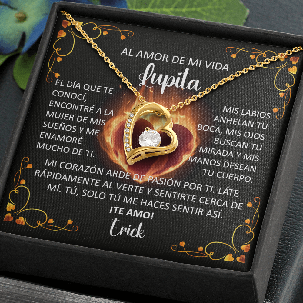 Collar Forever Love: Edición "Mi corazón arde de pasión por ti" (Acabado en Oro de 14Q - 18Q)