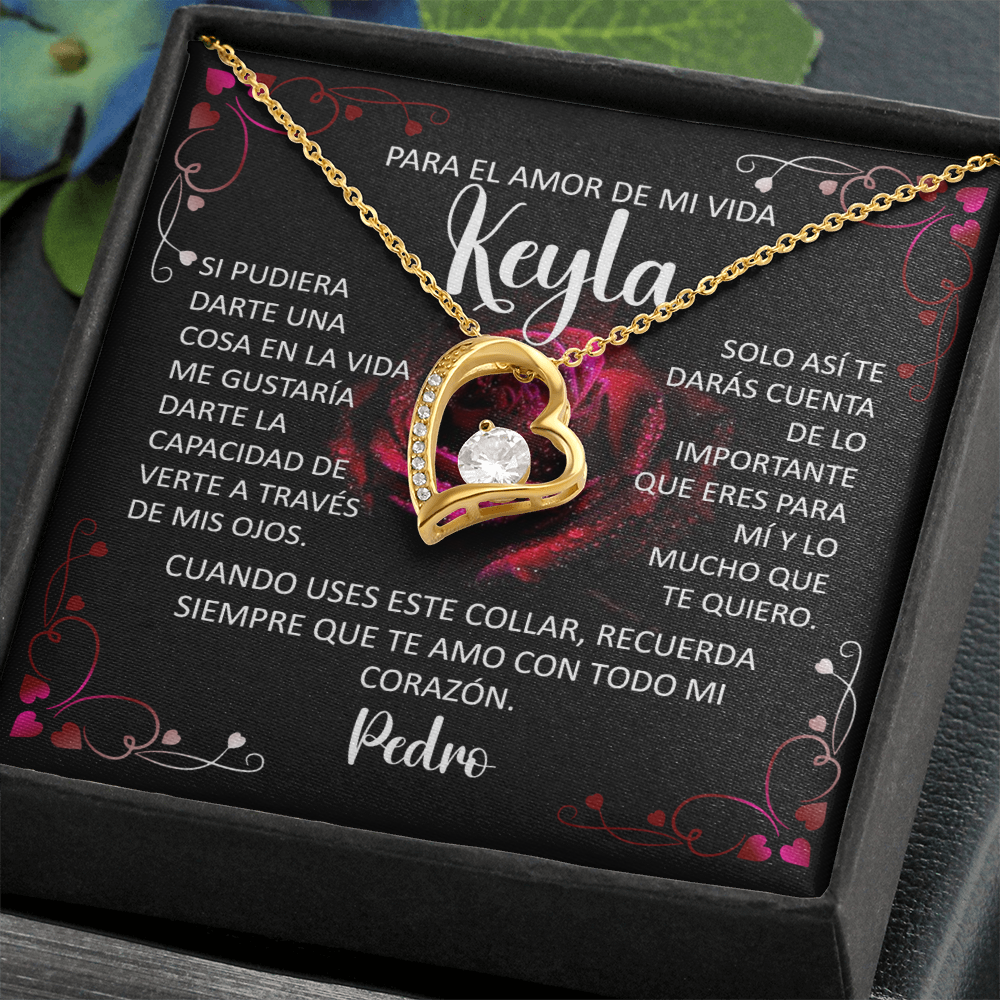 Collar Forever Love Personalizado: "Recuerda Siempre Que Te Amo" (Acabado en Oro de 14Q - 18K)