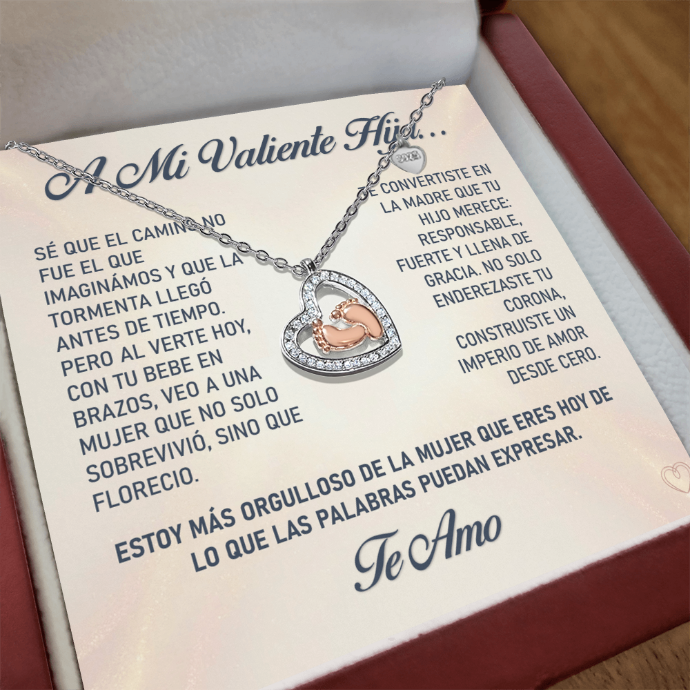 Collar Mikora "Pasos de Amor: El Renacer de una Madre" (Acabado Oro Blanco Y Rosa 14q)