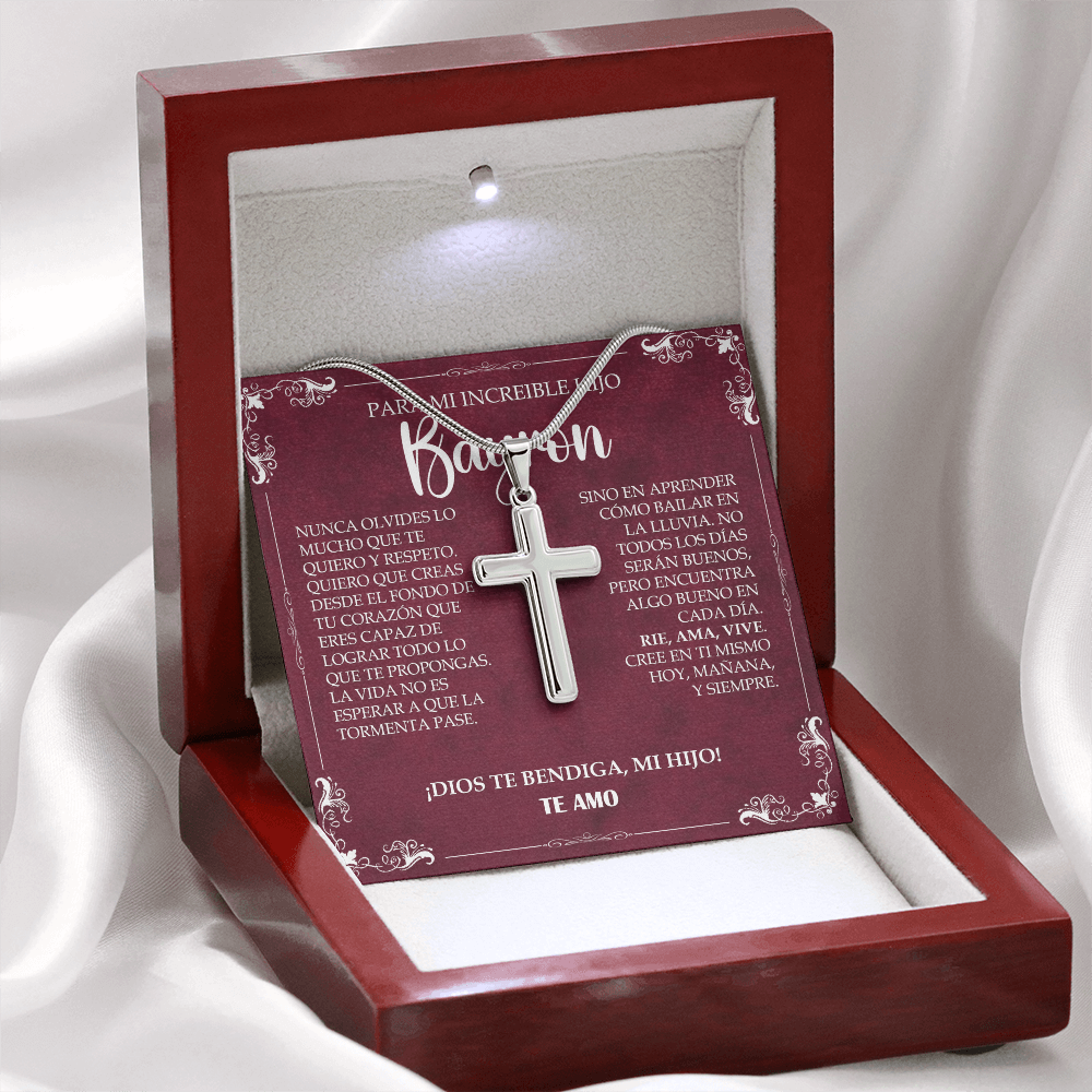 Collar Mikora Artisan Cross: Fe y Fortaleza | Collar para Hijo