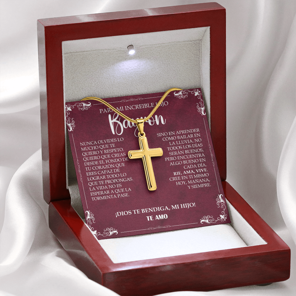 Collar Mikora Artisan Cross: Fe y Fortaleza | Collar para Hijo
